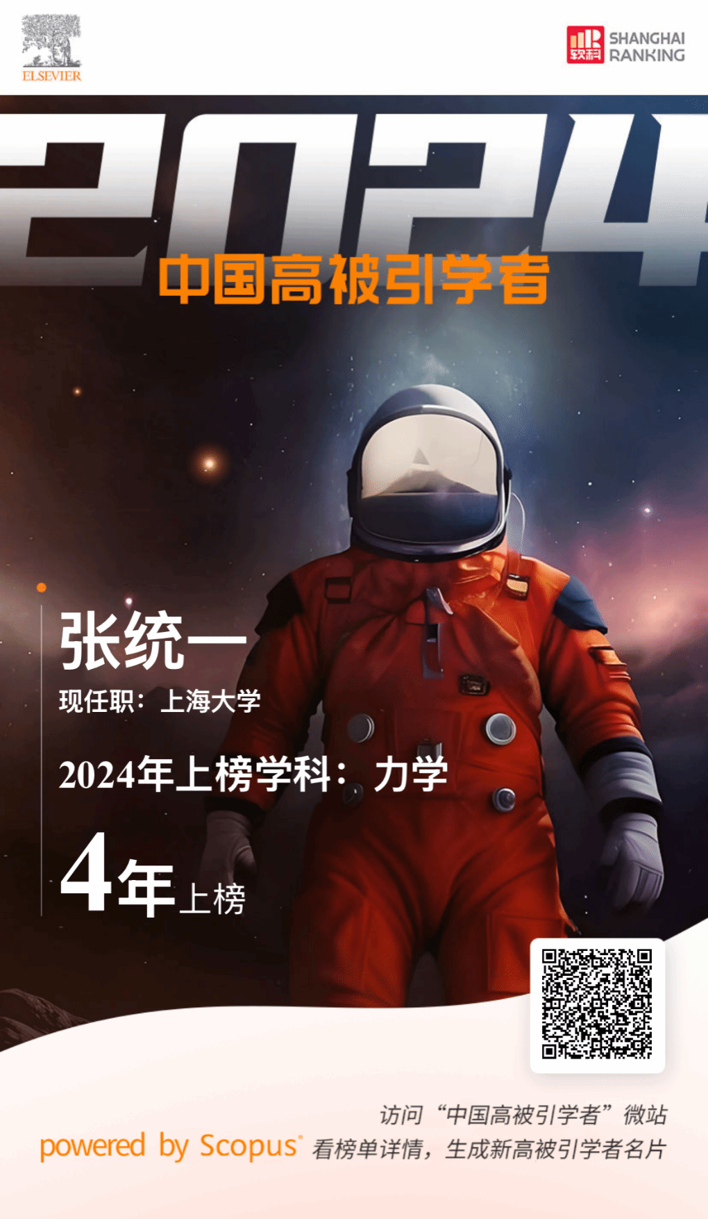 张统一院士入选2024“中国高被引学者”榜单-永信贵宾会217